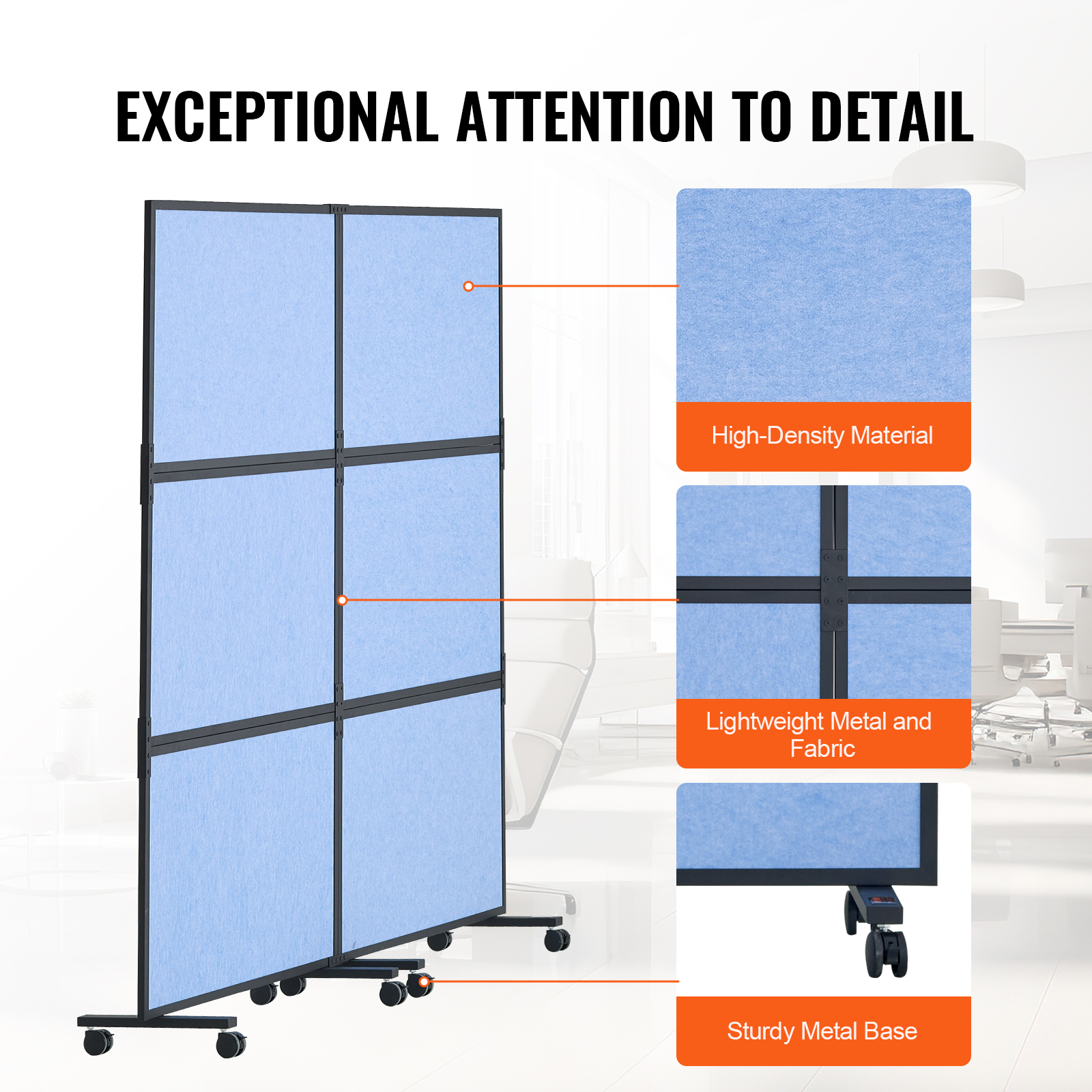 VEVOR Acoustic Room Divider Partition Panel Privacy Screen 2 Pack Blue/Gray