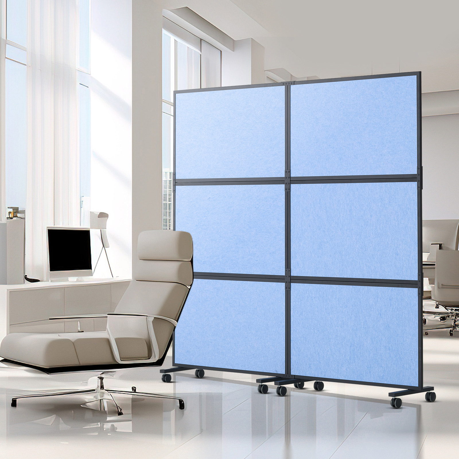 VEVOR Acoustic Room Divider Partition Panel Privacy Screen 2 Pack Blue/Gray