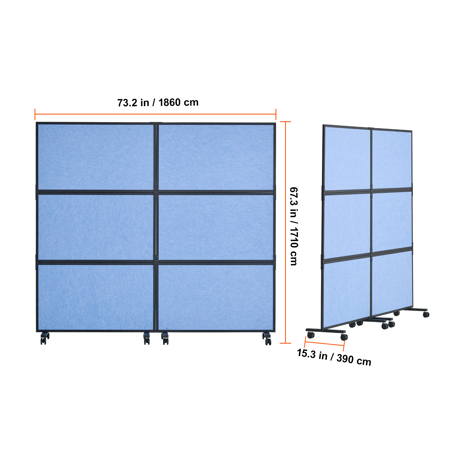 VEVOR Acoustic Room Divider Partition Panel Privacy Screen 2 Pack Blue/Gray