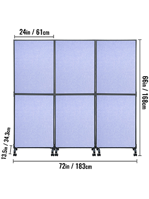 VEVOR Acoustic Room Divider 72" x 66" Office Partition Panel 3 Pack Office Divider Wall Steel Blue Office Dividers Partition Wall Polyester & 45 Steel Cubicle Wall Reduce Noise and Visual Distractions