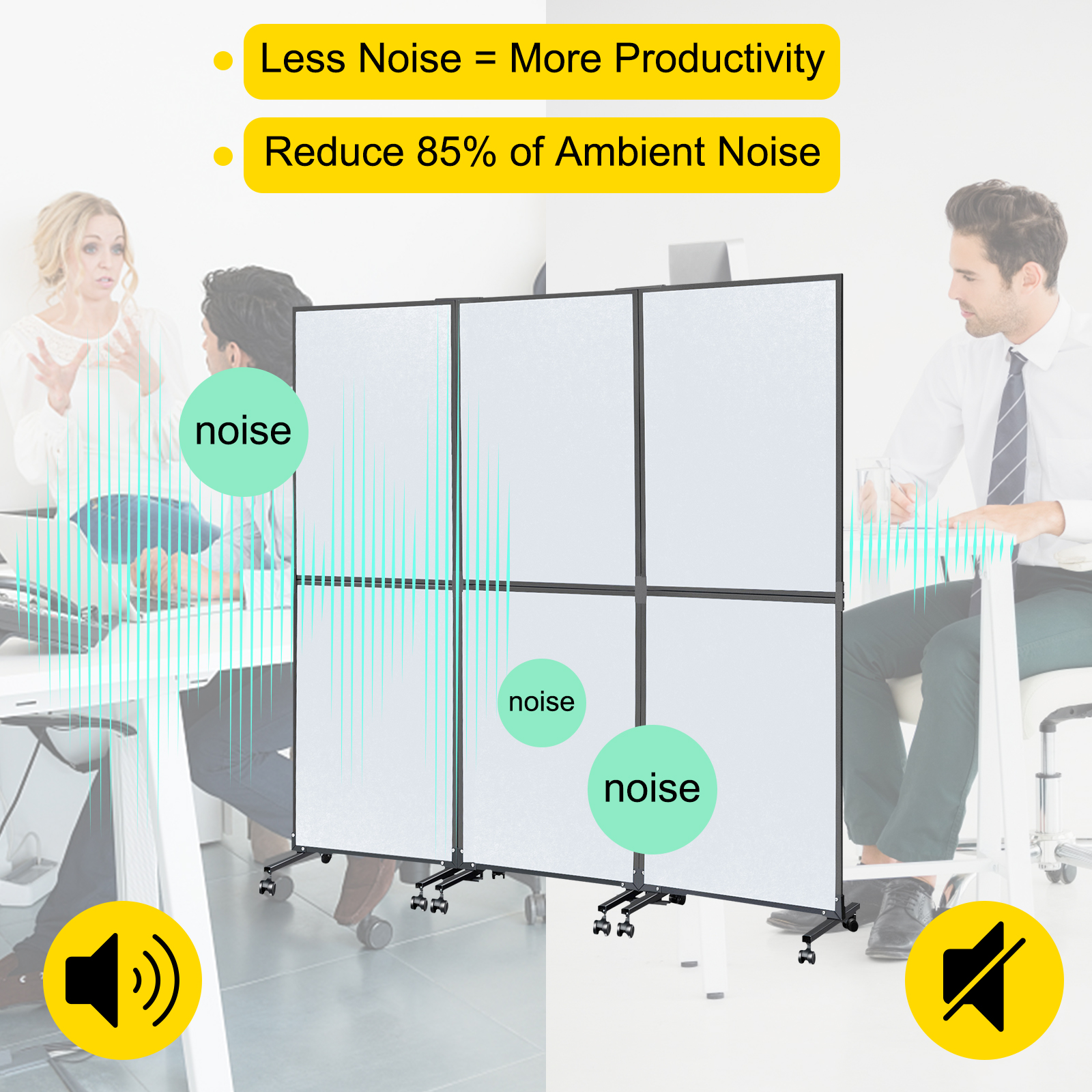 VEVOR Acoustic Room Divider 72" x 66" Office Partition Panel 3 Pack Office Divider Wall Cool Gray Office Dividers Partition Wall Polyester & 45 Steel Cubicle Wall Reduce Noise and Visual Distractions