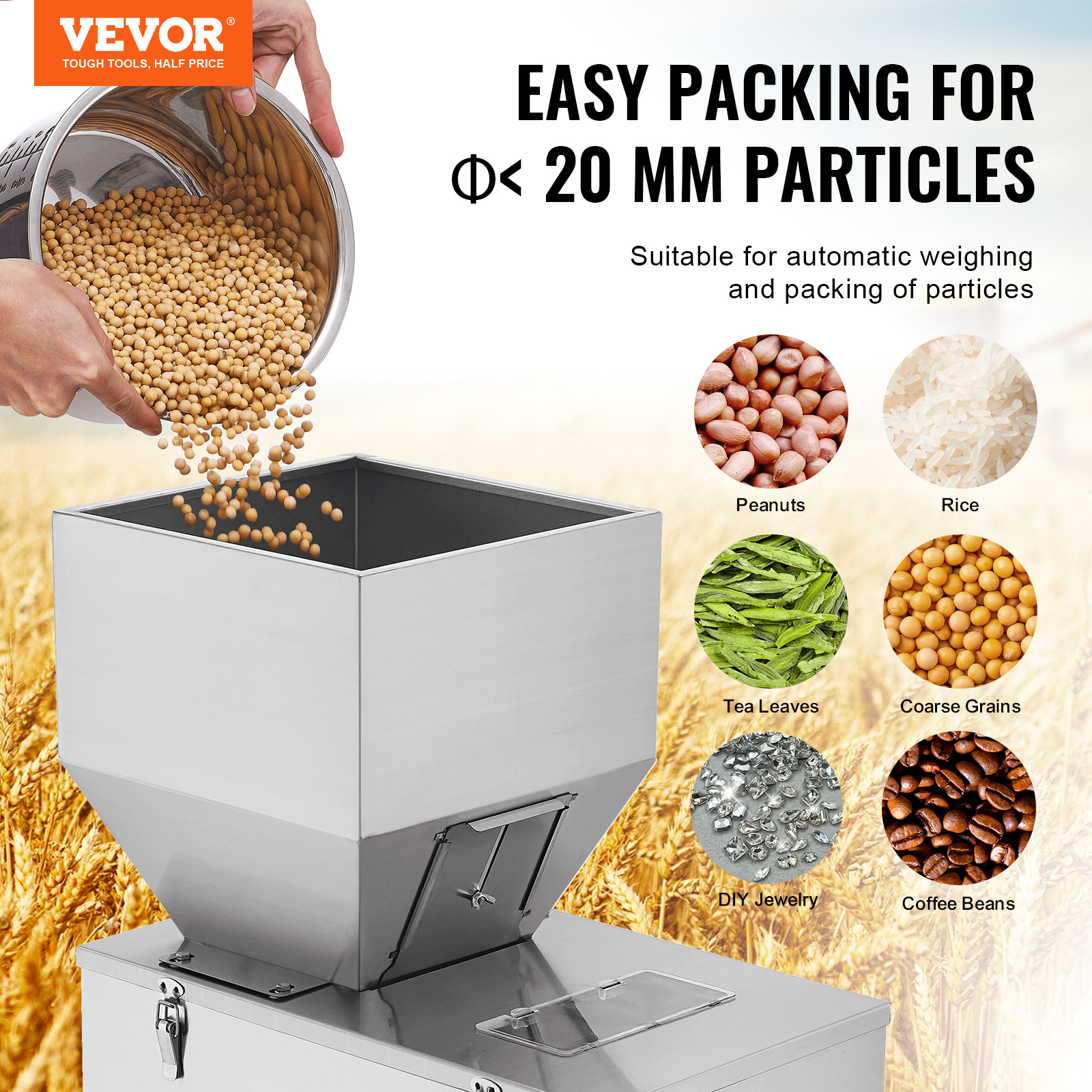 VEVOR Automatic Particle Packing Weighing & Filling Machine 10-1000/1-100g Tea - Picture 4 of 26