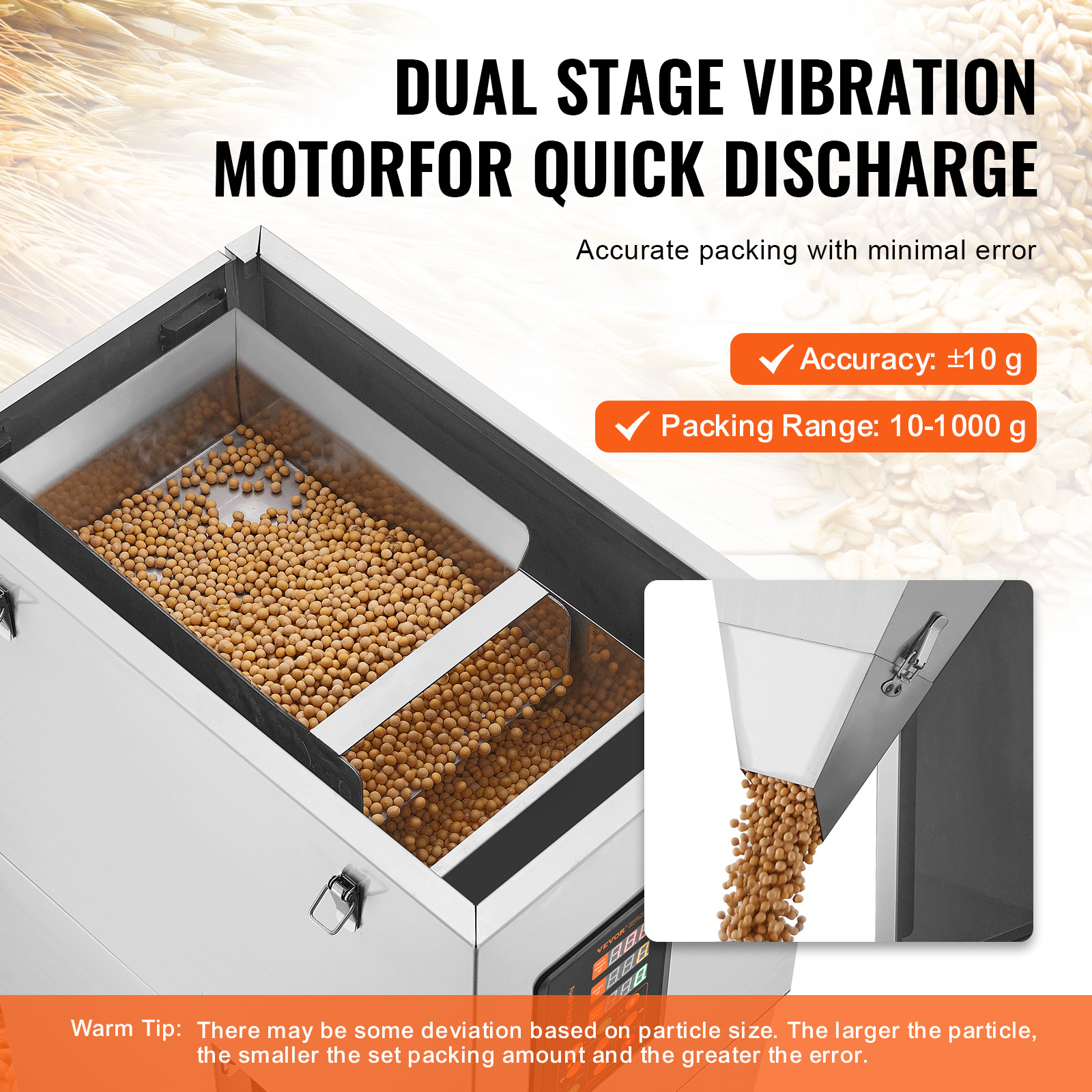 VEVOR Automatic Particle Packing Weighing & Filling Machine 10-1000/1-100g Tea - Picture 5 of 26