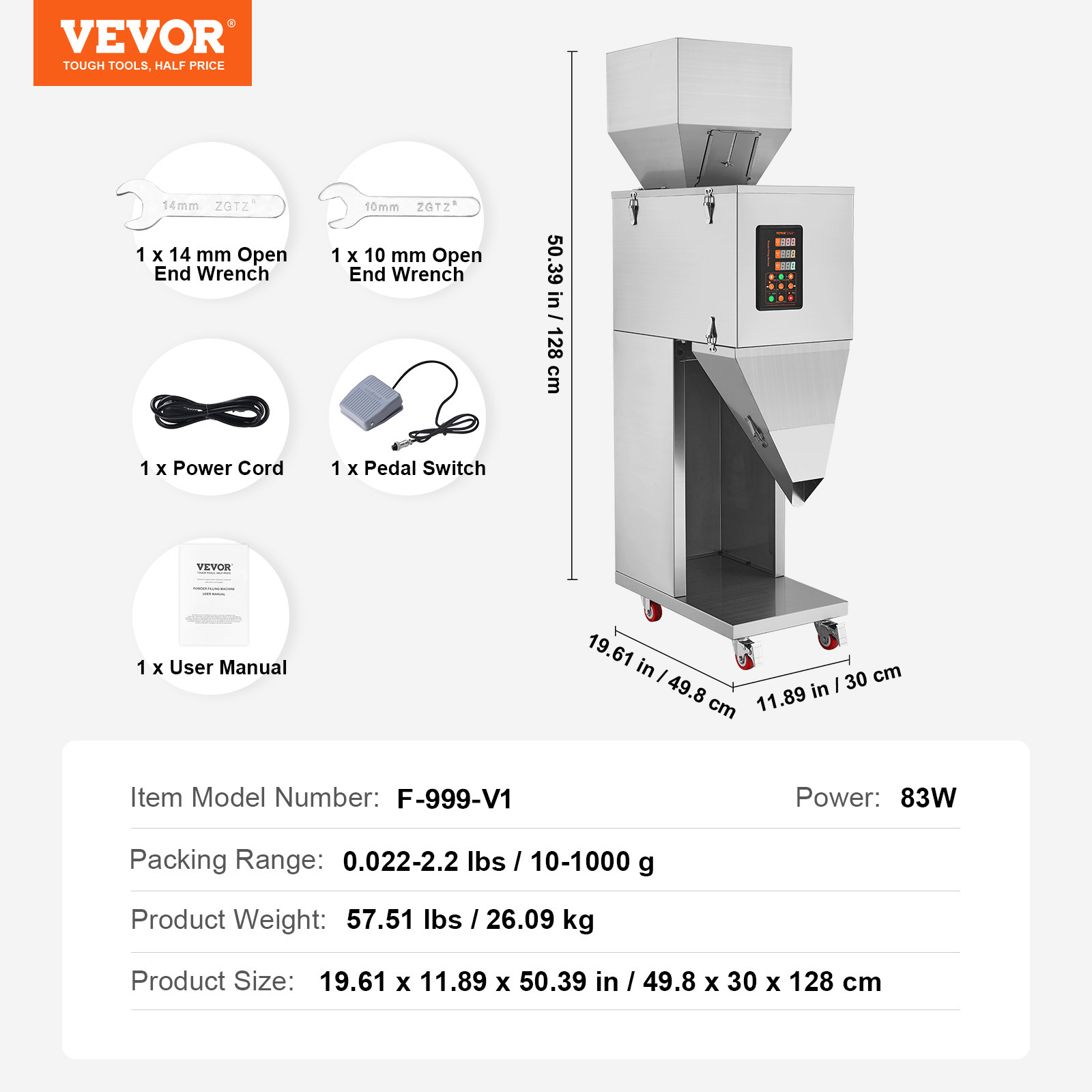 VEVOR Automatic Particle Packing Weighing & Filling Machine 10-1000/1-100g Tea - Picture 9 of 26
