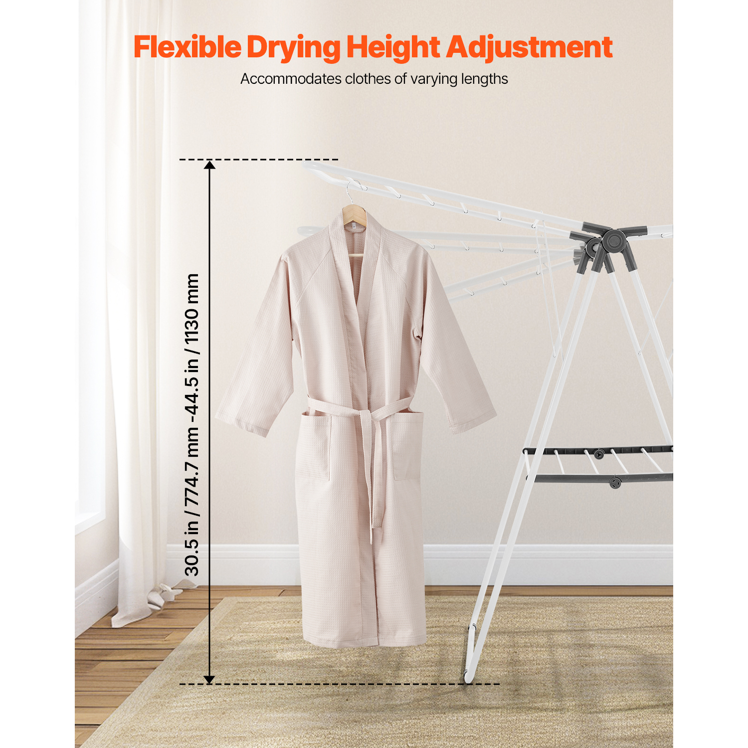 Uimoso Adjustable 2/4-Tier Folding Clothes Drying Rack with Sock Clips & Rods