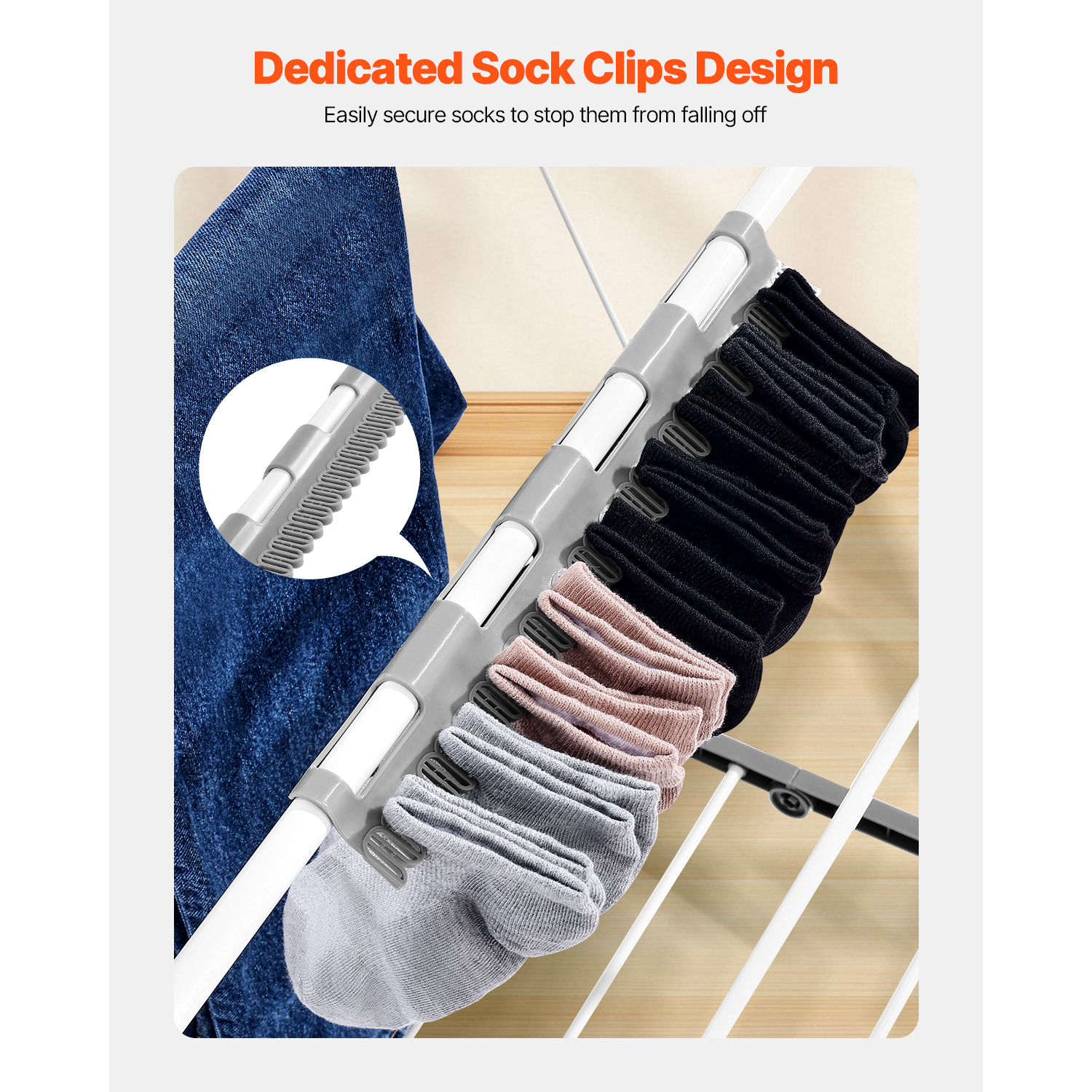 Uimoso Adjustable 2/4-Tier Folding Clothes Drying Rack with Sock Clips & Rods