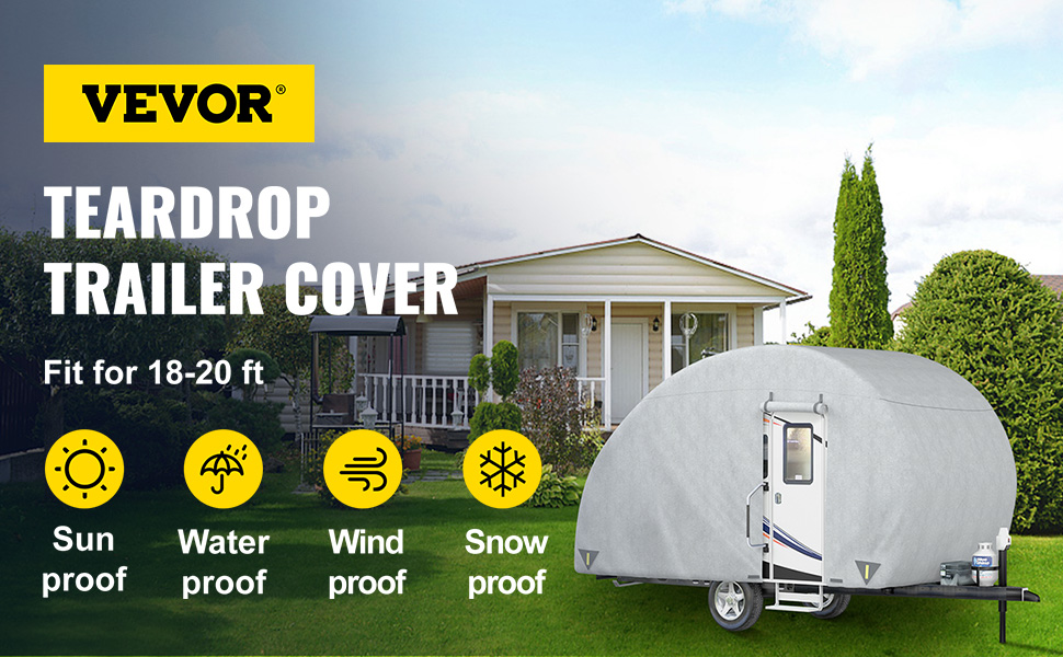 Teardrop Trailer Cover,Fit for 18-20 ft,4 Layers Cover