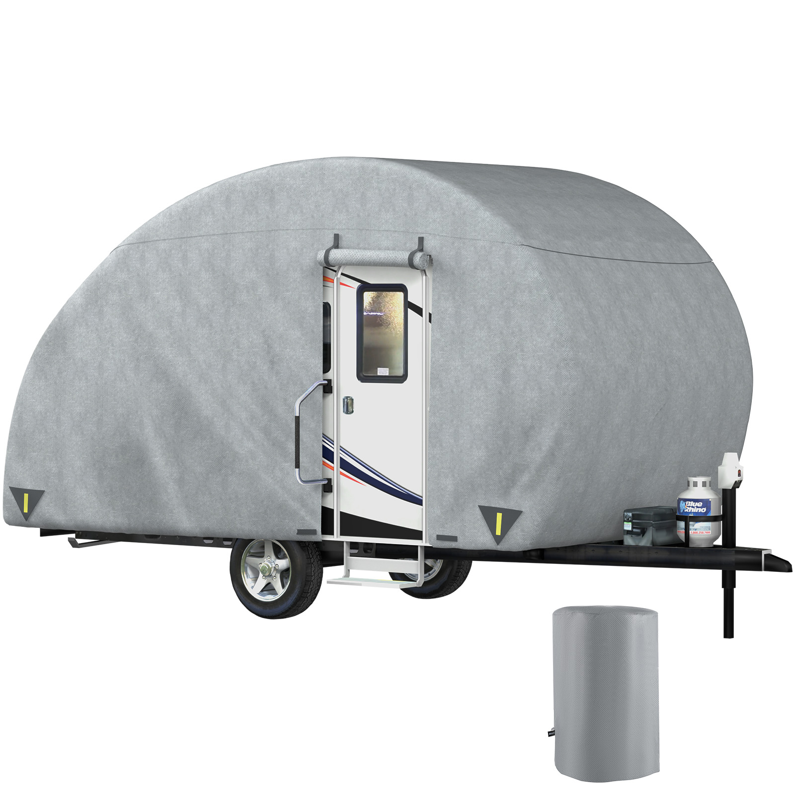 VEVOR VEVOR Teardrop Trailer Cover, Fit for 18' 20' Trailers, Upgraded Non -Woven Layers Camper Cover, UV-proof Waterproof Travel Trailer Cover w/  Wind-proof Straps and Storage Bag VEVOR UK