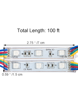 VEVOR Storefront Lights RGB SMD5050 20 Colors Window LED Light 100Ft 200Pcs 3 LED Module Light,Waterproof Business Decorative Light with Adhesive-for Store Indoor Outdoor DIY Application
