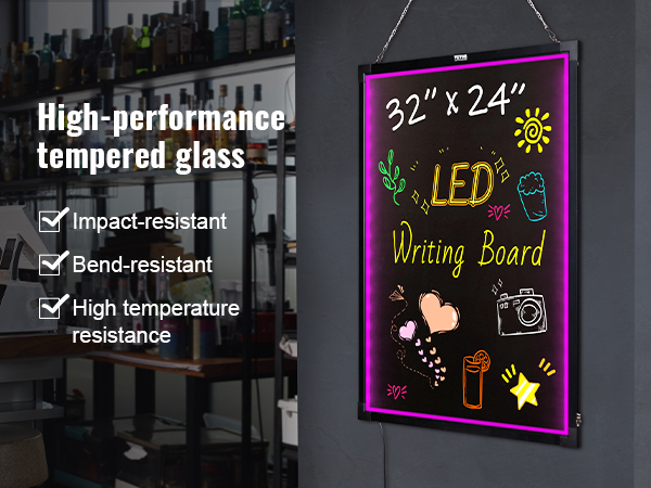 Frameless LED Writing Board - 24in x 32in