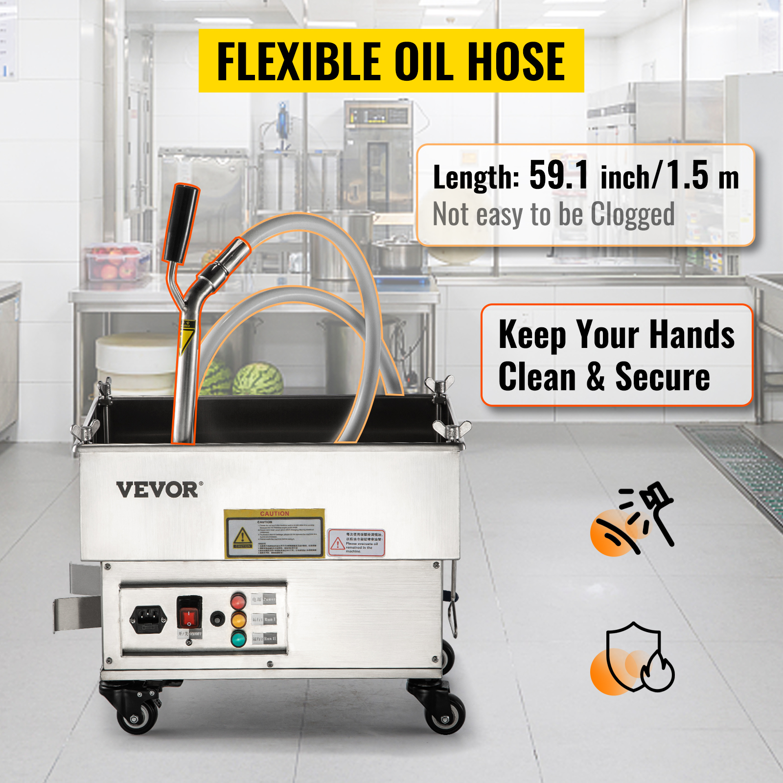 VEVOR Mobile Fryer Filter, 44 LBS/22 L/5.8 Gal Capacity, 300W Oil