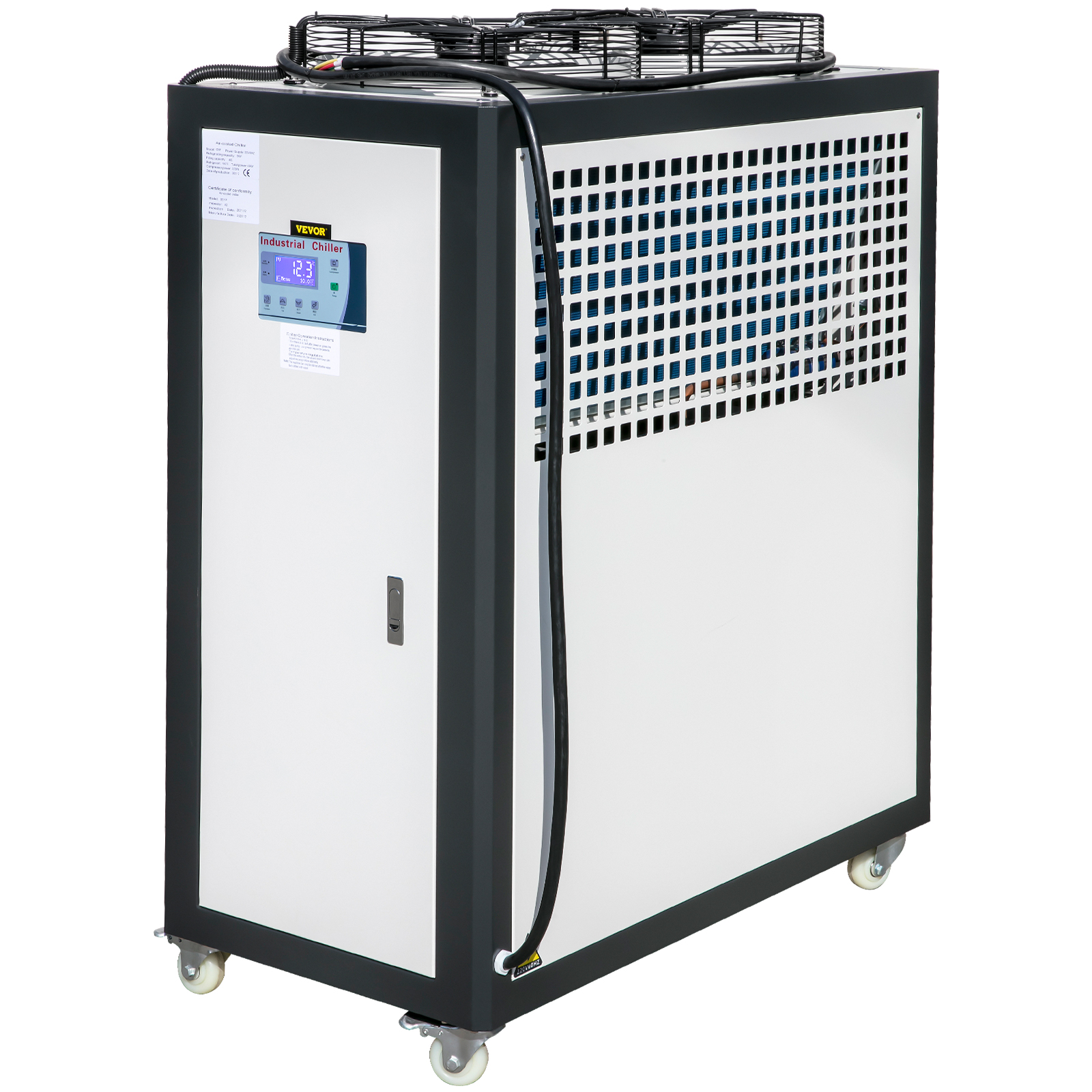 VEVOR Air-Cooled Chiller Industrial Ton, 5HP Panasonic Compressor, Finned  Condenser Portable Conditioner, Micro-Computer Control  Built-in 53L  Stainless Steel Water Tank for Plastic Electric VEVOR US