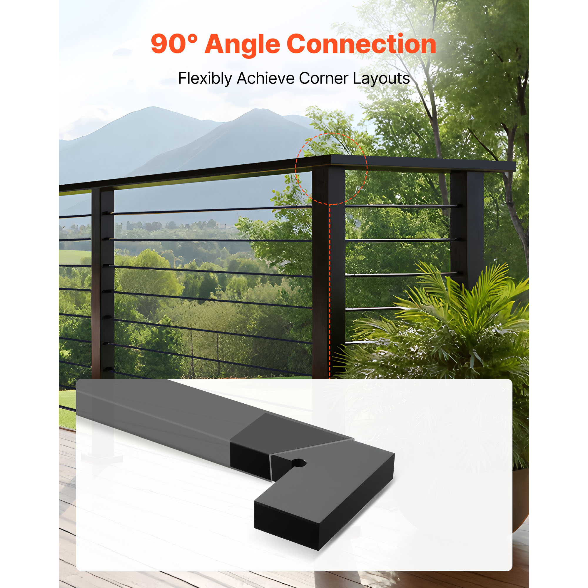 Mophorn 2-Pack Corner Connectors for Handrails, Stair Railing Extension ...