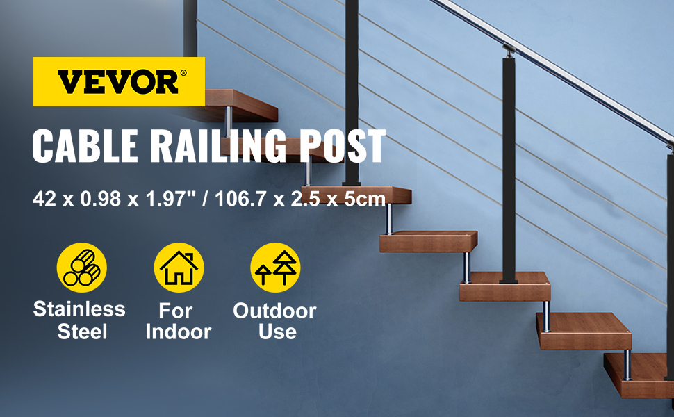 VEVOR Deck Railing Post for Cable Railing 42x2x2" 