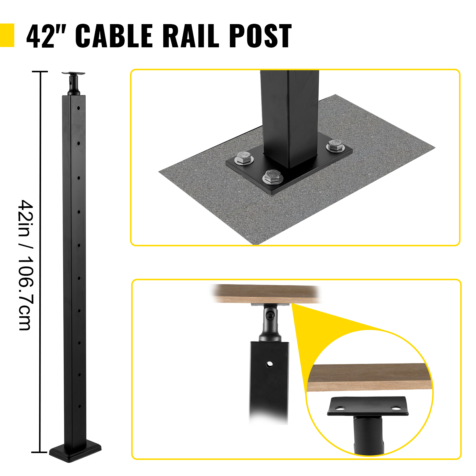 Vevor Cable Railing Post Level Deck Stair Post X X Cable