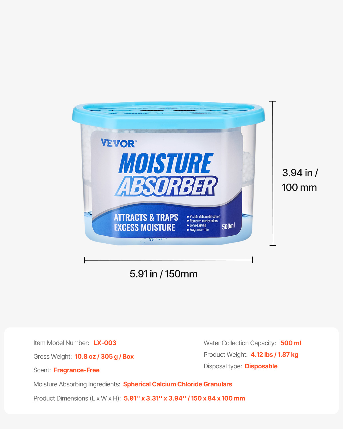 Moisture Absorber Bucket/Boxes/Bags 16.2/10.8/9.3 oz Fragrance Free 2/6 ...