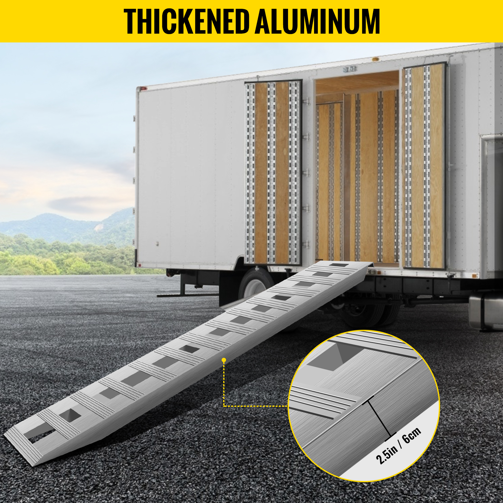 VEVOR 72x14 Inch Aluminum Ramps 6000LBS Capacity Car Trailer Truck ATV Ramps 1 Pair 2 Ramps