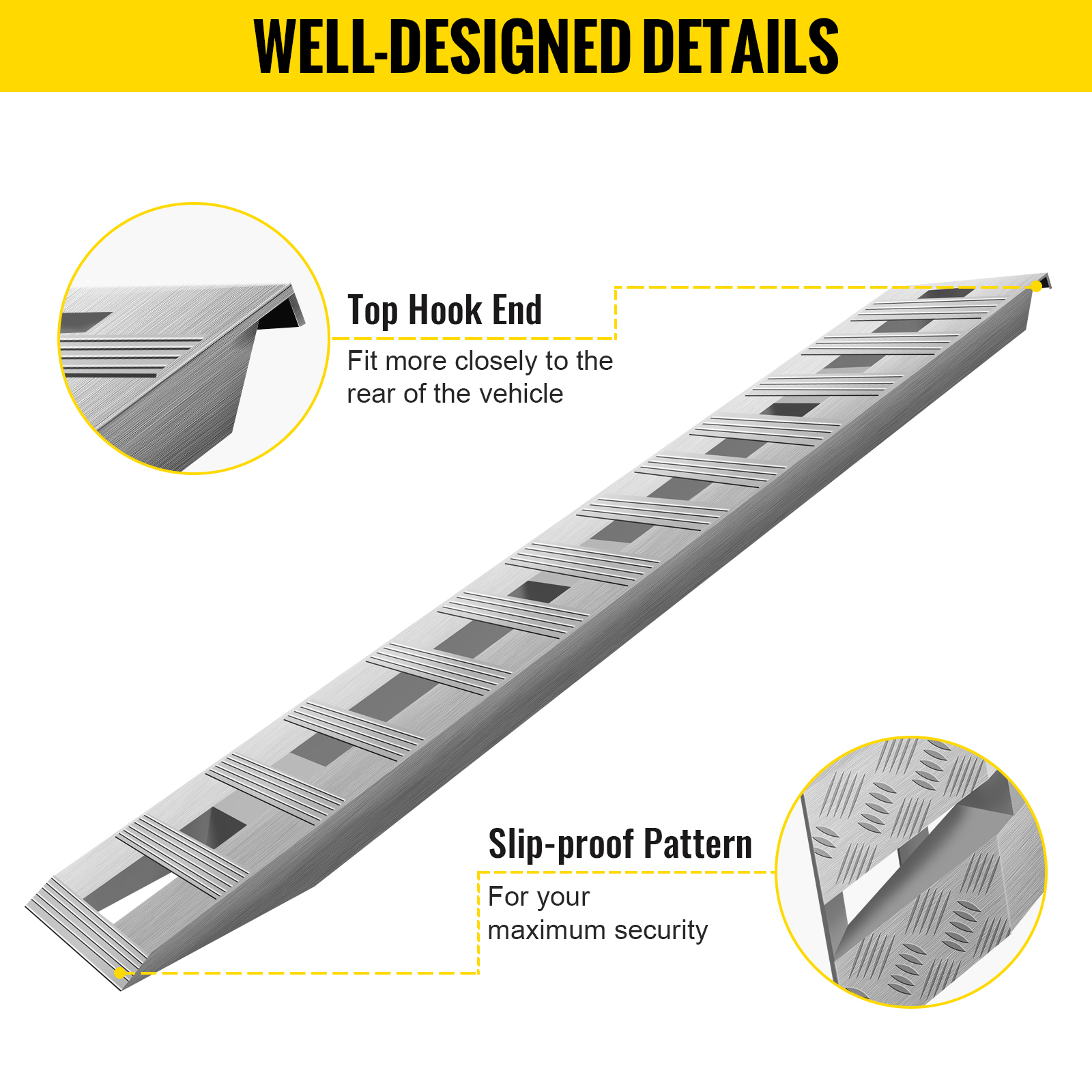 VEVOR 72x14 Inch Aluminum Ramps 6000LBS Capacity Car Trailer Truck ATV Ramps 1 Pair 2 Ramps