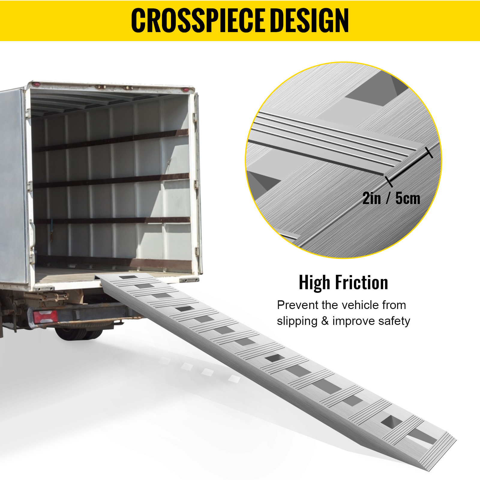 VEVOR 72x14 Inch Aluminum Ramps 6000LBS Capacity Car Trailer Truck ATV Ramps 1 Pair 2 Ramps