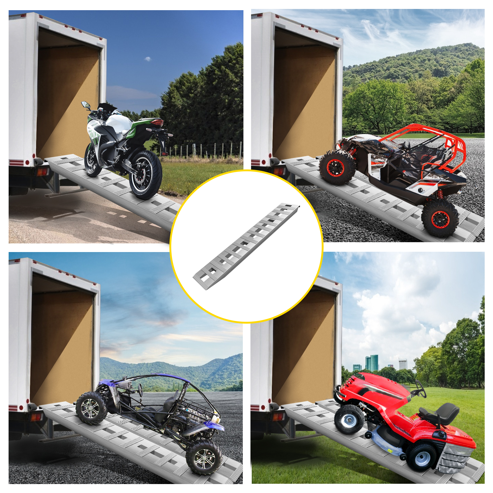 VEVOR 72x14 Inch Aluminum Ramps 6000LBS Capacity Car Trailer Truck ATV Ramps 1 Pair 2 Ramps