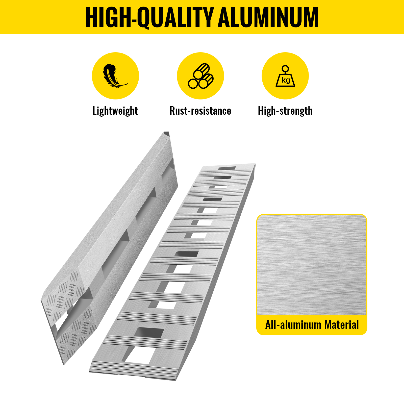 VEVOR 72'' X 15'' Aluminum Trailer Ramps 6000LBS Total Beavertail Hook End 1 Pair 2 Ramps