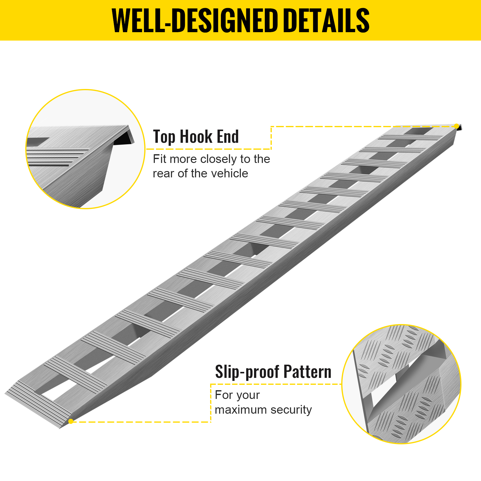 VEVOR 84\\'\\' X 15\\'\\' Aluminum Trailer Ramps 6000LBS Total ...