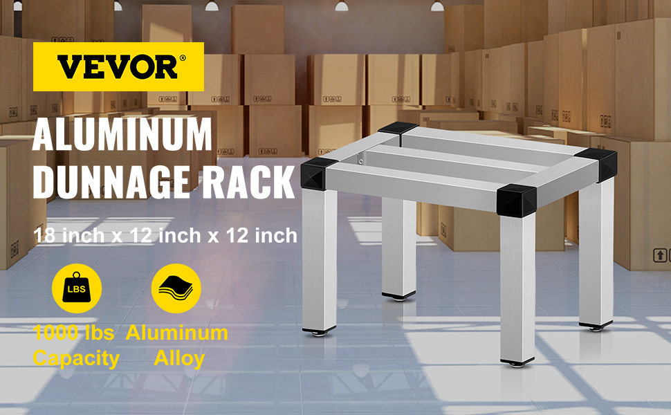 VEVOR Aluminum Dunnage Rack, 18'' x 12'' Commercial Floor Food Shelf