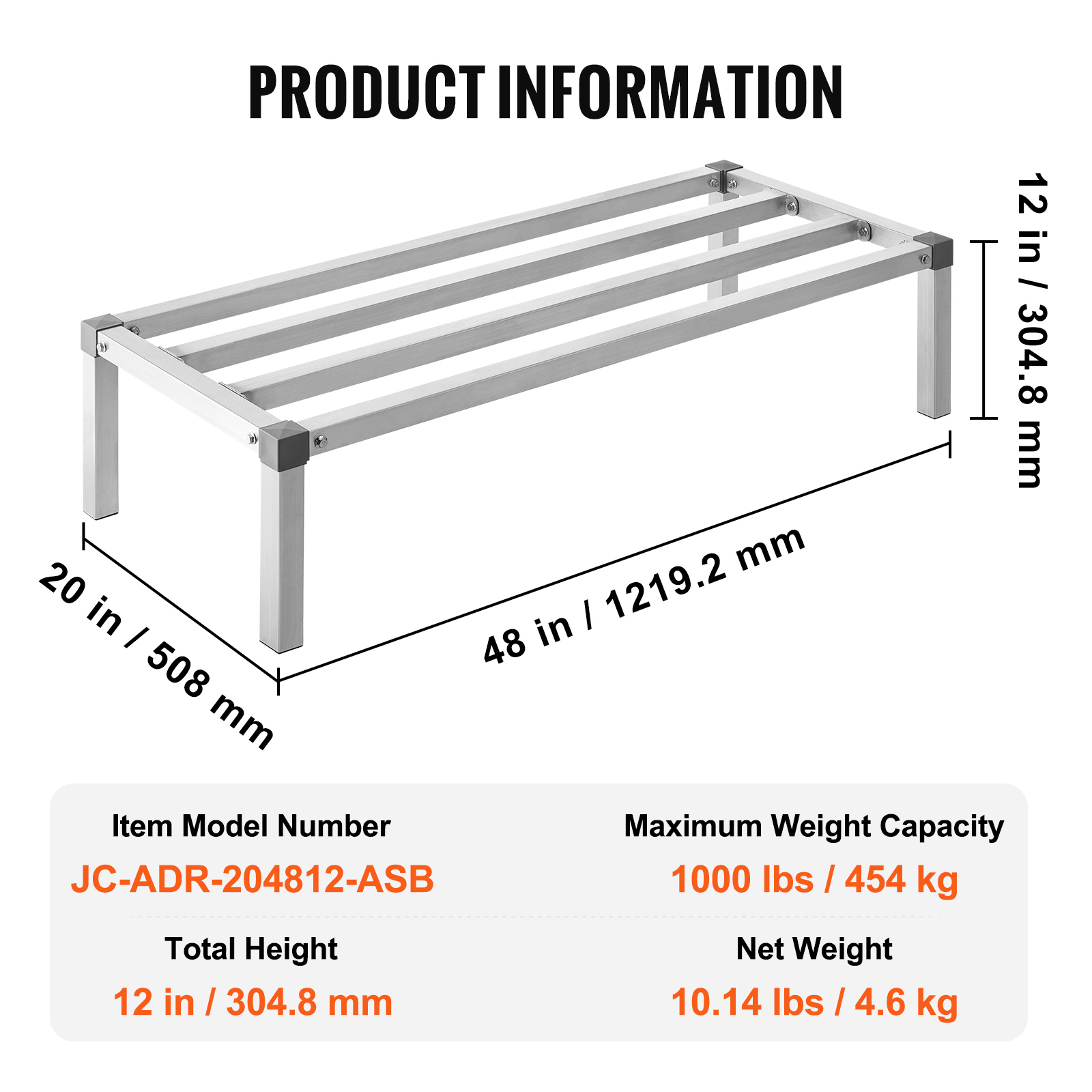 Uimoso Aluminum Dunnage Rack Stationary Dunnage Rack 24x14-60x20 Storage Rack - Produktbild 6