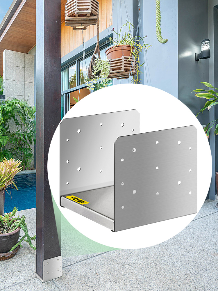 VEVOR Standoff Post Base 8x8 Inch Adjustable Post Base Post Mender Offers Moisture Protection Adjustable Post Anchor with Fibre Drawing Surface and Full Set of Accessories for Rough Size Lumber (1pc)