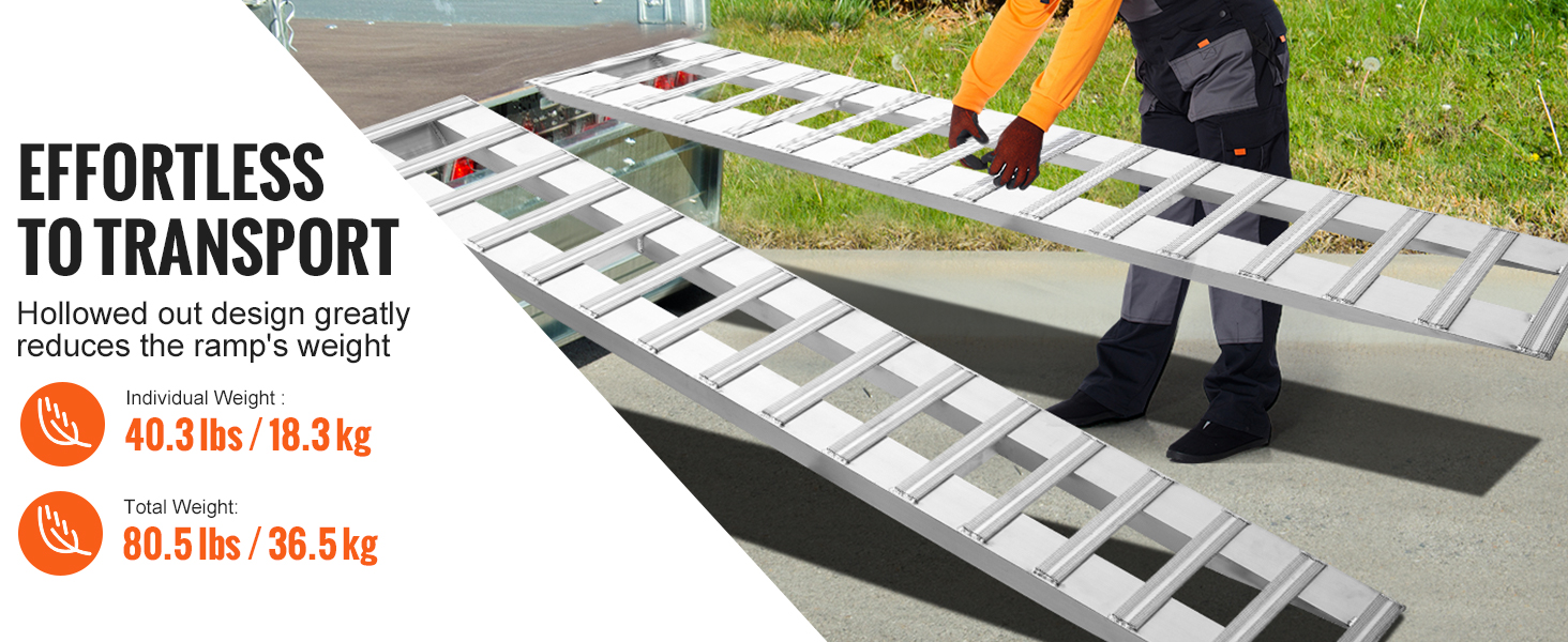 thumbnail image 2 of 2pcs Aluminum Trailer Ramps Heavy-Duty Loading W/ Top Hook Attaching Universal E 2 of 10