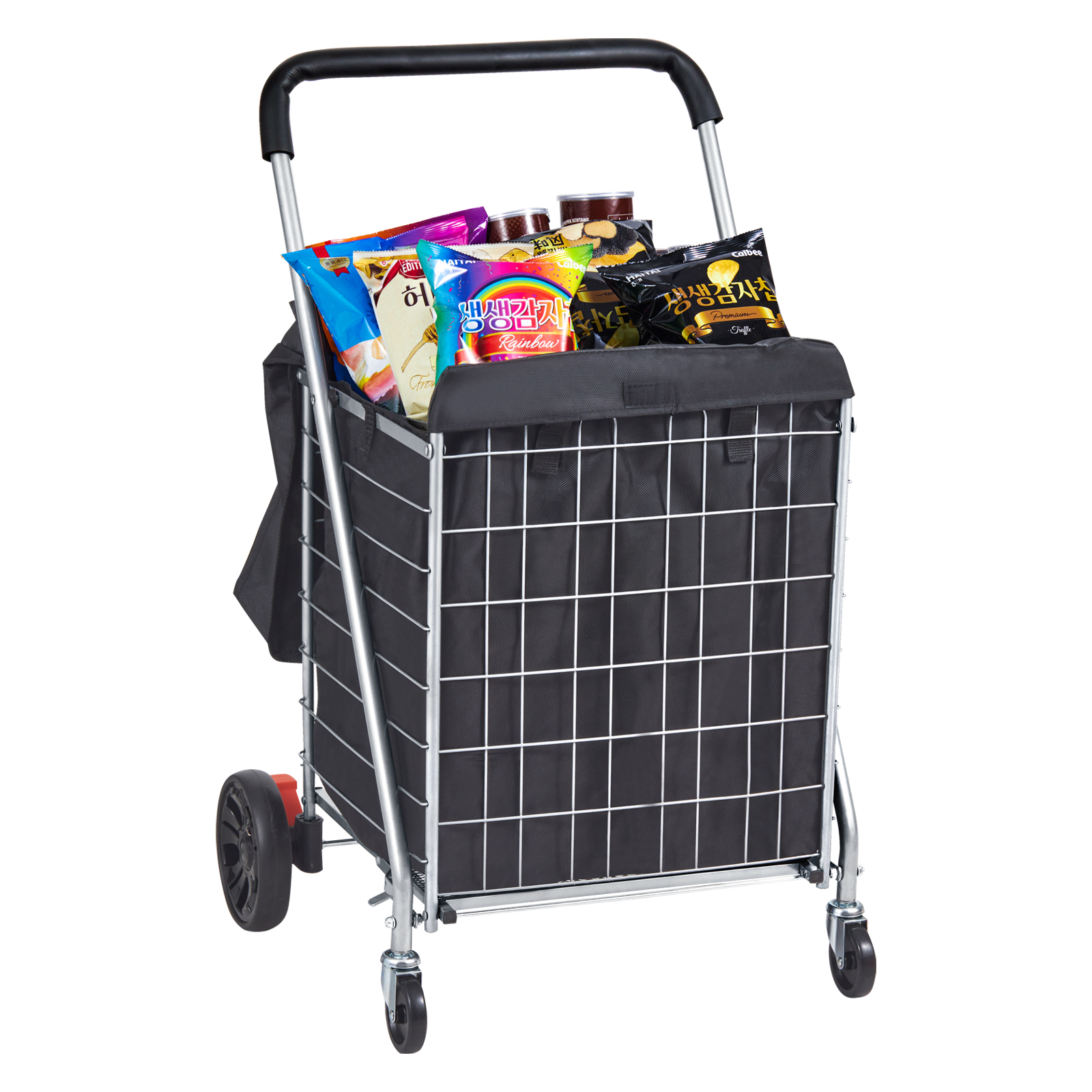 VEVOR Folding Shopping Cart Utility Grocery Basket Shopping Wheels 200/110/66lbs