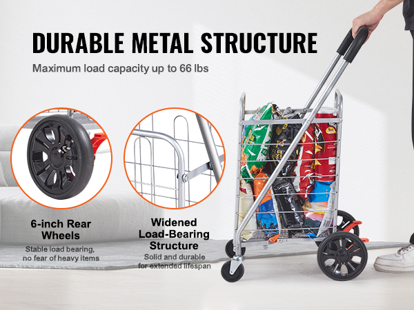 Carrito de la compra plegable con 6 ruedas de gran capacidad para subir  escaleras con marco de aleación de aluminio para equipaje de compras (color  