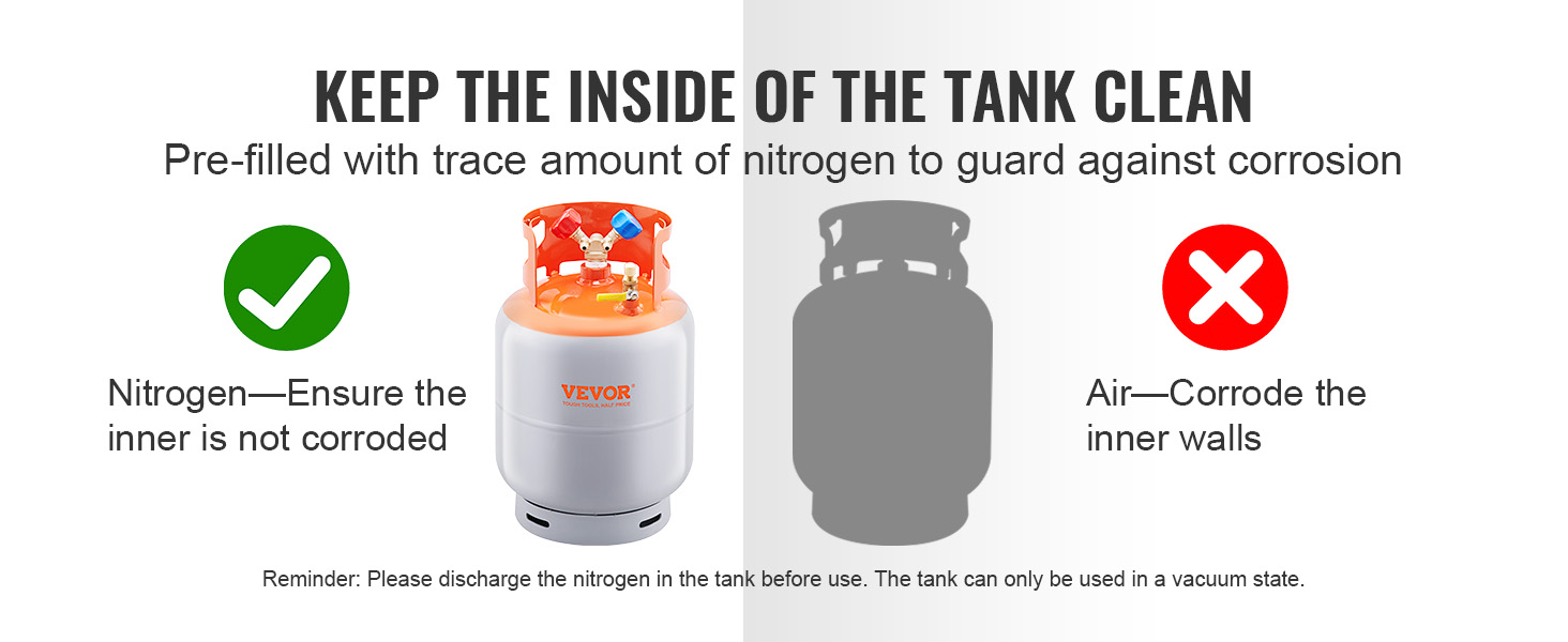 VEVOR Refrigerant Recovery Tank, 50 LBS Capacity, 400 psi Portable Cylinder Tank with YValve
