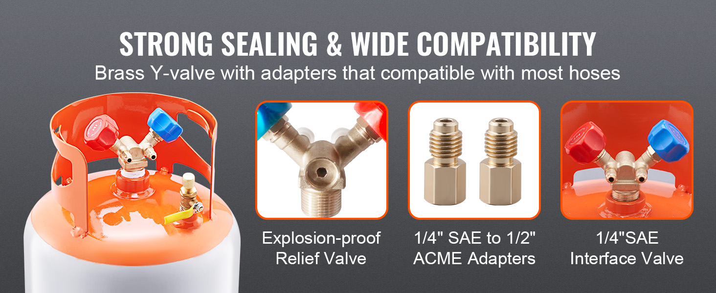 VEVOR Refrigerant Recovery Tank, 50 LBS Capacity, 400 psi Portable