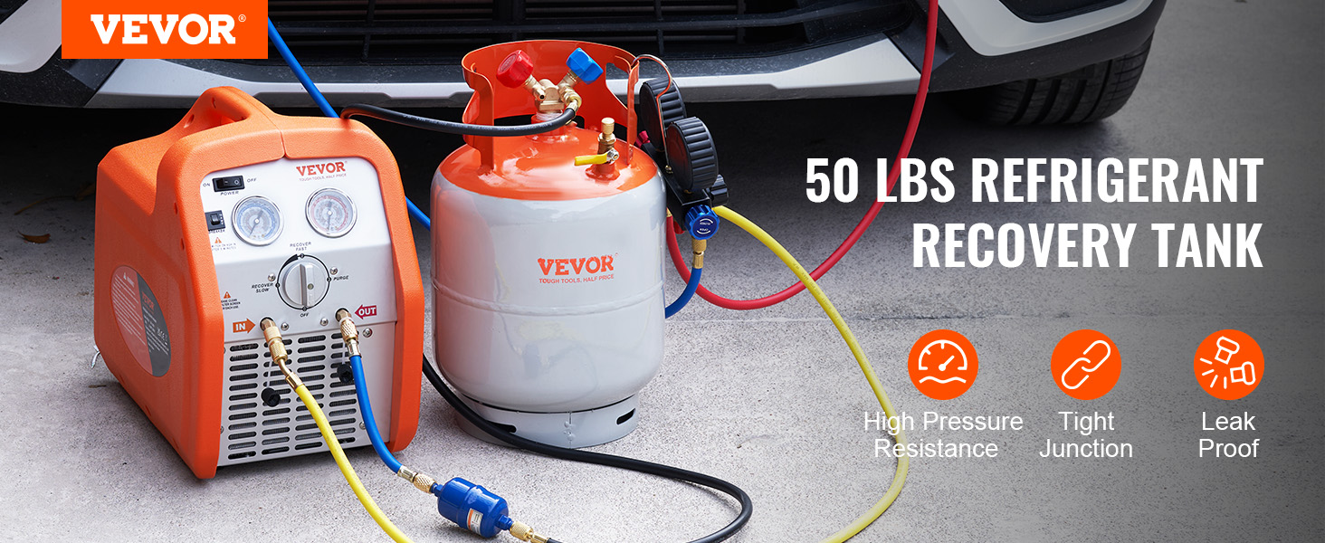 VEVOR Refrigerant Recovery Tank, 50 LBS Capacity, 400 psi Portable