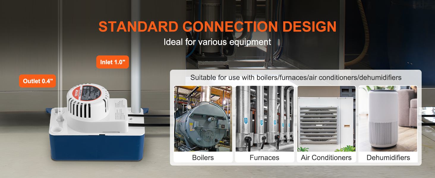 VEVOR Condensate Removal Pump, 1/30 HP, 100 GPH, 24 ft Lift, 115V