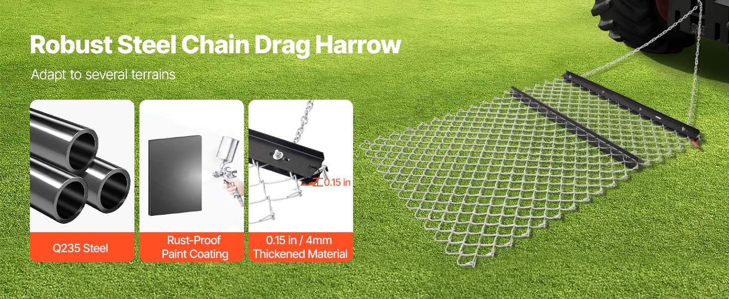 Wiesenegge 1520X1240X57Mm Schleppegge Wiesenschleppe Feldegge Für ATV UTV Drag Harrow A100 1.4w