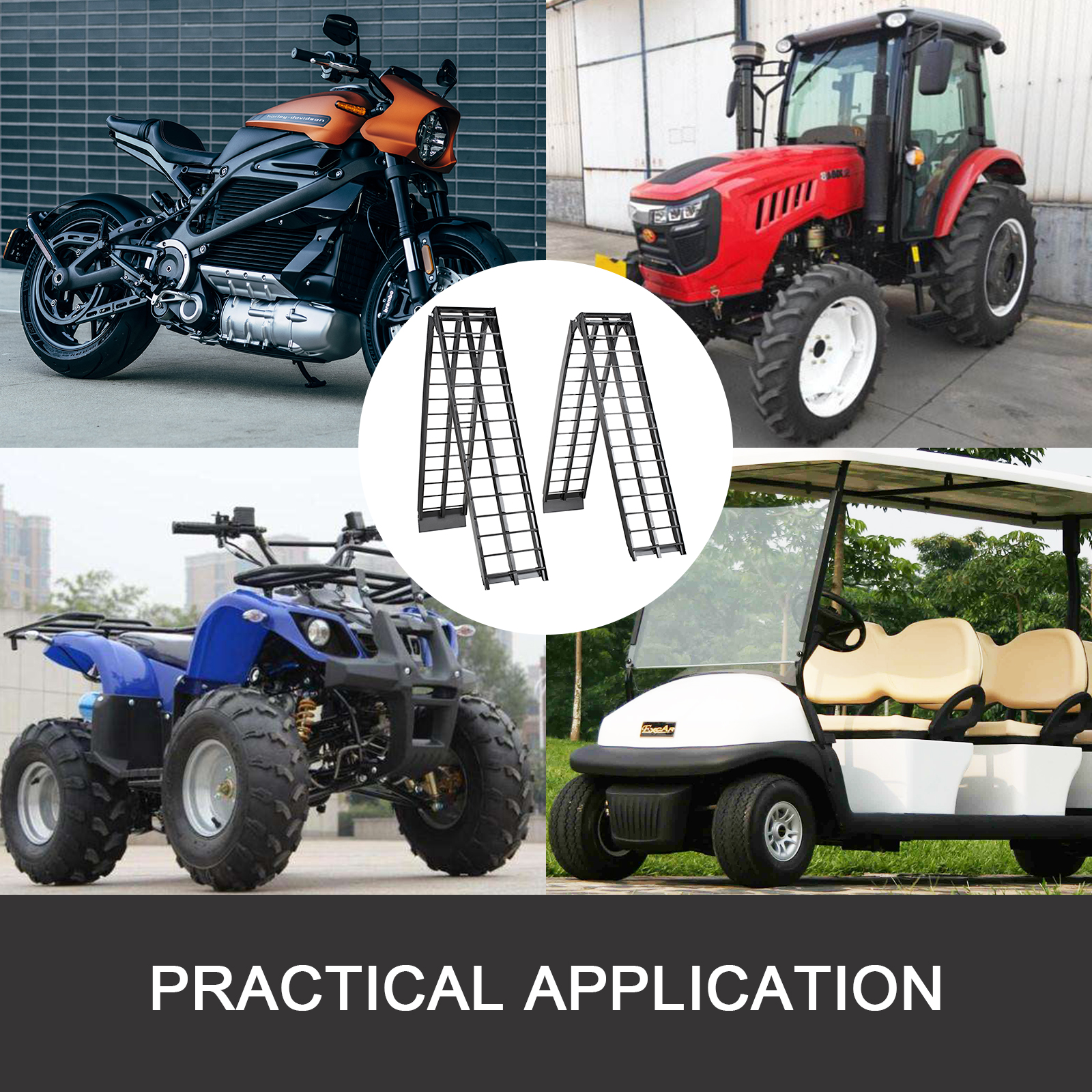 2pcs 10ft Aluminum Atv Truck Loading Ramps Motorcycle Harley 1200 Lbs ...