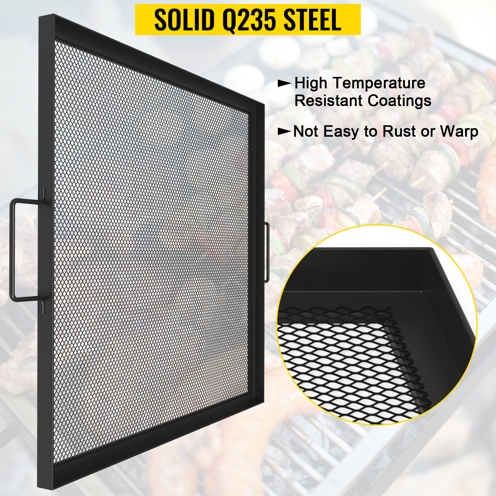 VEVOR Square Fire Pit Grate, 36 x 36 inch Fire Pit Grill Grate, XMarks