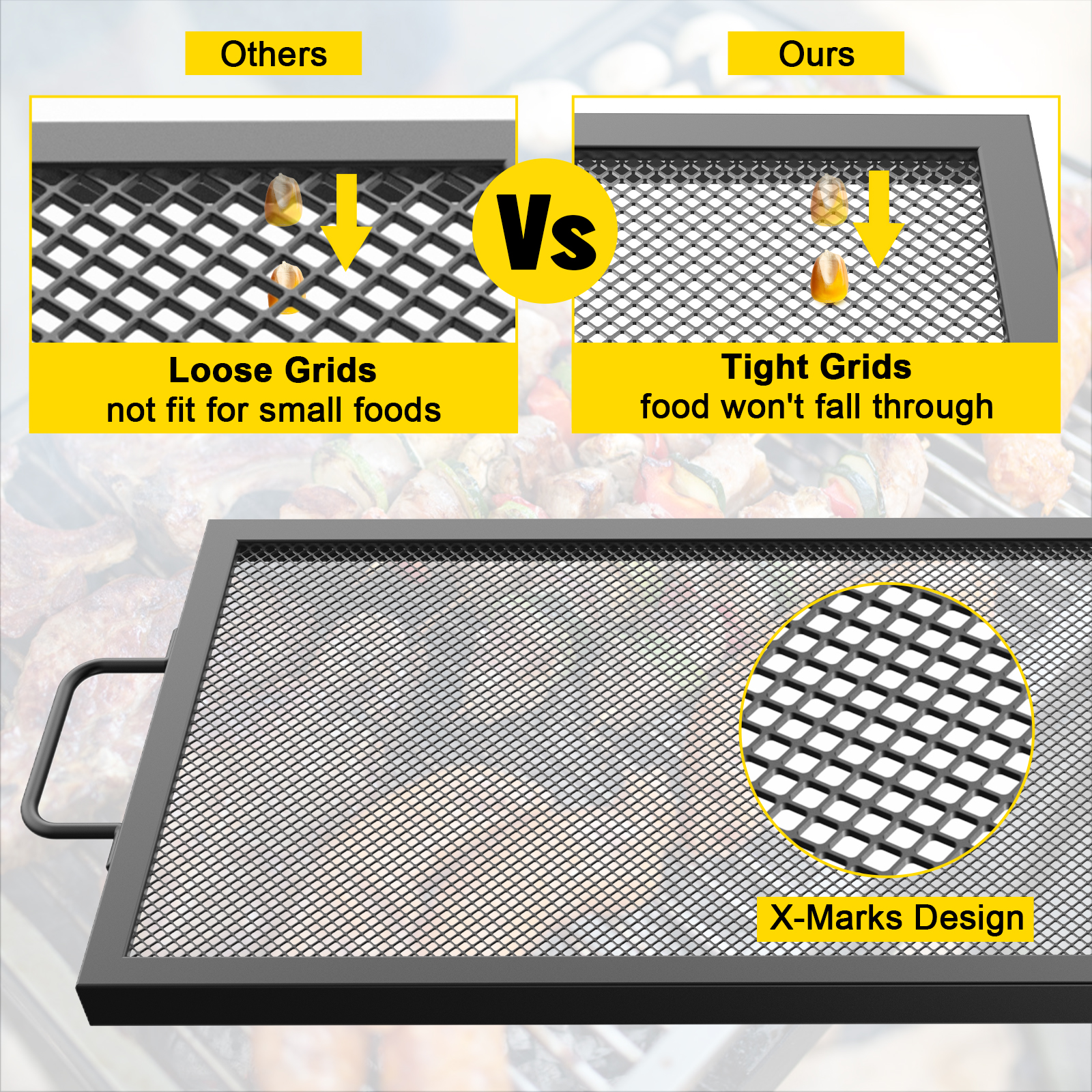 VEVOR Rectangle Fire Pit Grate, 40inch Fire Pit Grill Grate, XMarks