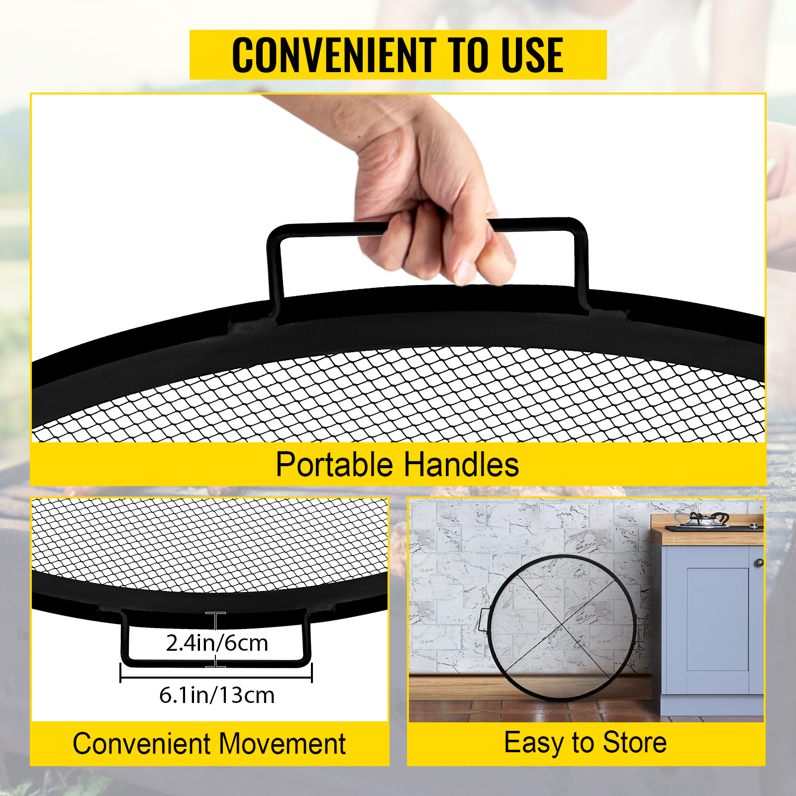 VEVOR Round Fire Pit Grate, 25\" Diameter Fire Pit Grill Grate, XMarks