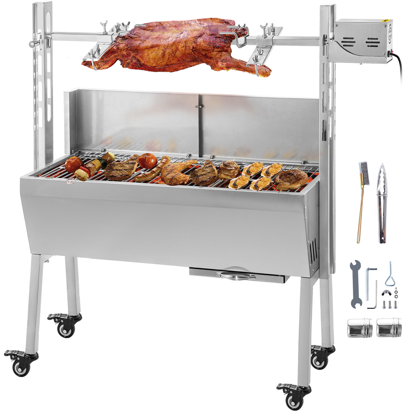 VEVOR 60KG Barbecue Charbon Tournebroche lectrique En Acier Inox VEVOR 60KG Barbecue Charbon Tournebroche lectrique En Acier Inox