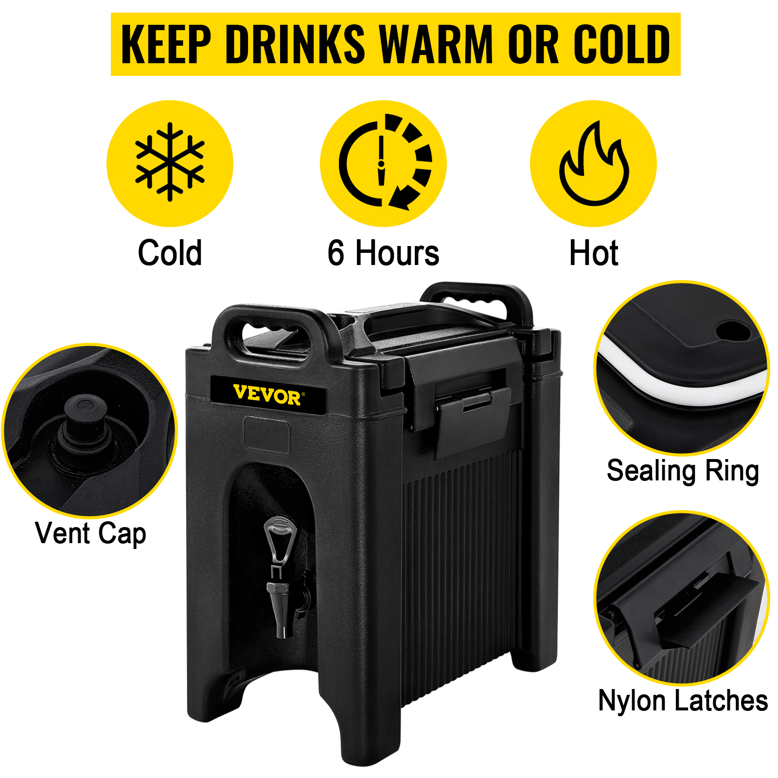VEVOR Insulated Beverage Dispenser 10 Gal. Hot and Cold Beverage