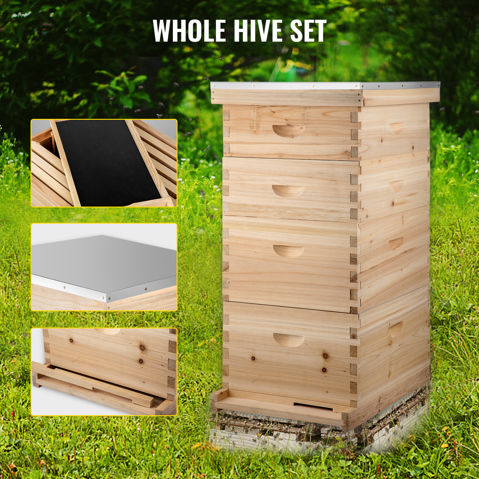 Langstroth Bee Hive 10 Frame 2 Deep 2 Medium Top Quality Easy Installation Wood 