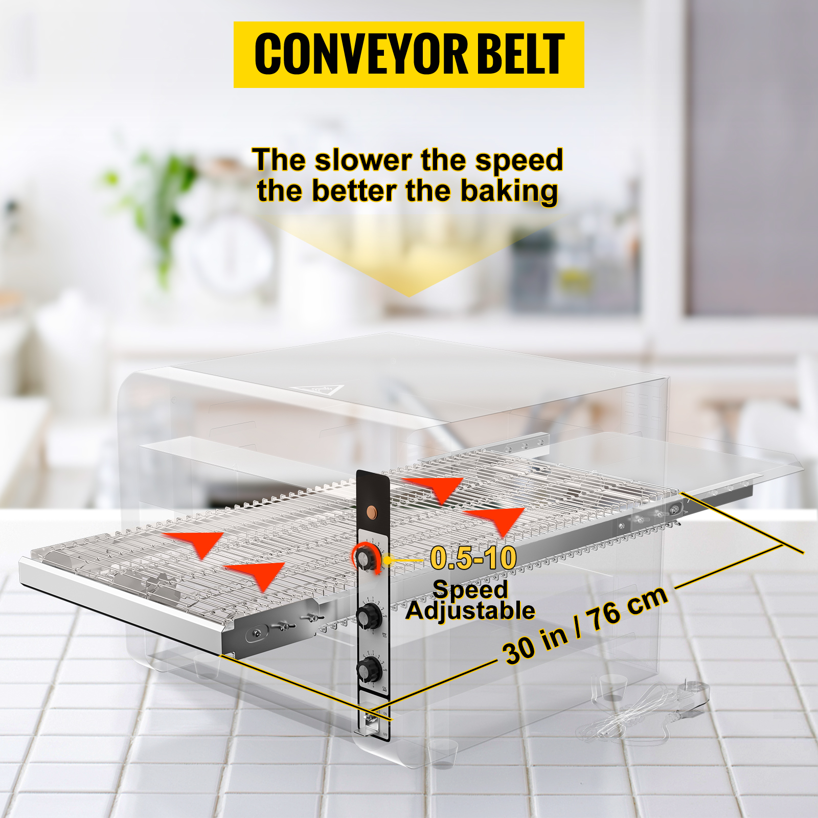 VEVOR Conveyor Commercial Pizza Oven, Belt Adjustable Heat and Speed