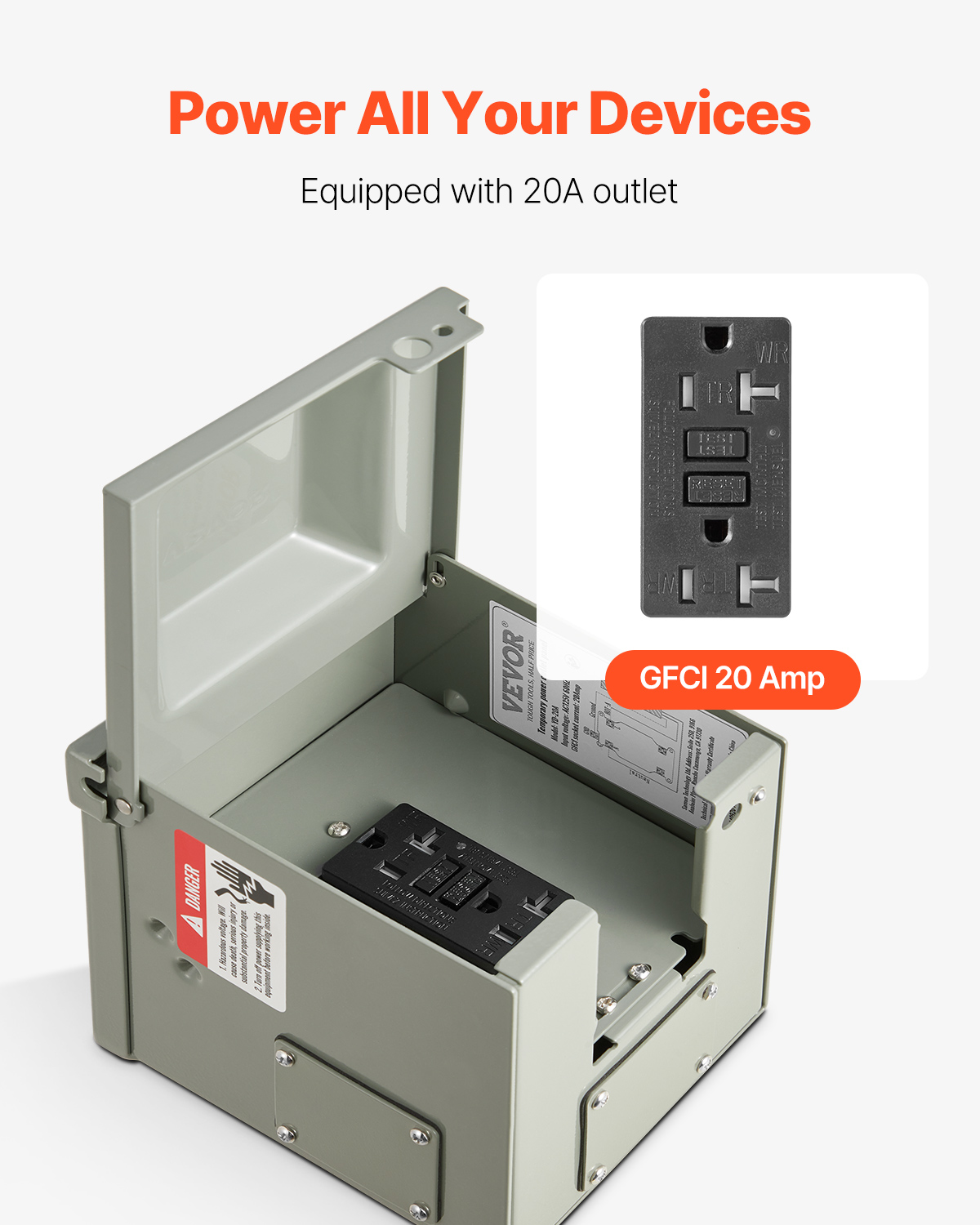 Temporary Power Outlet Panel RV Electrical Panel 20/30/50 Amp Outlet Box