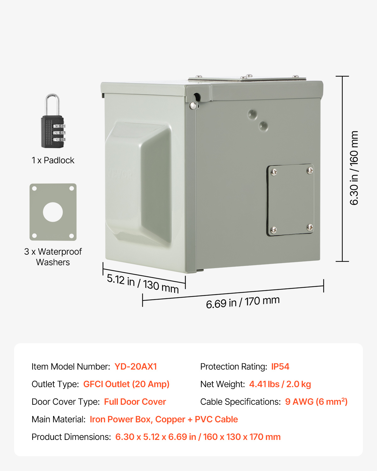 Temporary Power Outlet Panel RV Electrical Panel 20/30/50 Amp Outlet Box