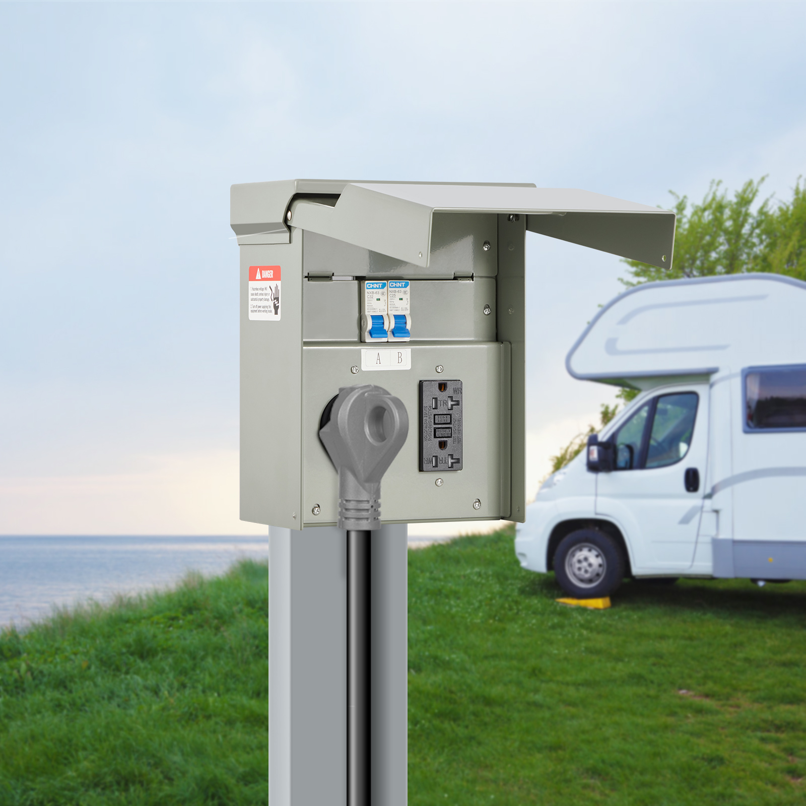 Temporary Power Outlet Panel RV Electrical Panel 20/30/50 Amp Outlet ...