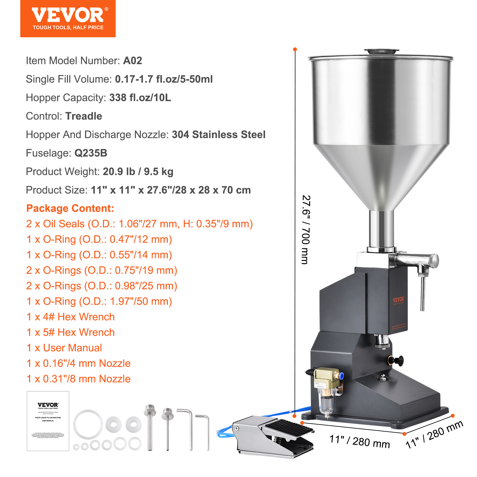 VEVOR Manual/Pneumatic Liquid Filling Machine Oil Paste Bottle Filler 5-50/100ml - Picture 31 of 36