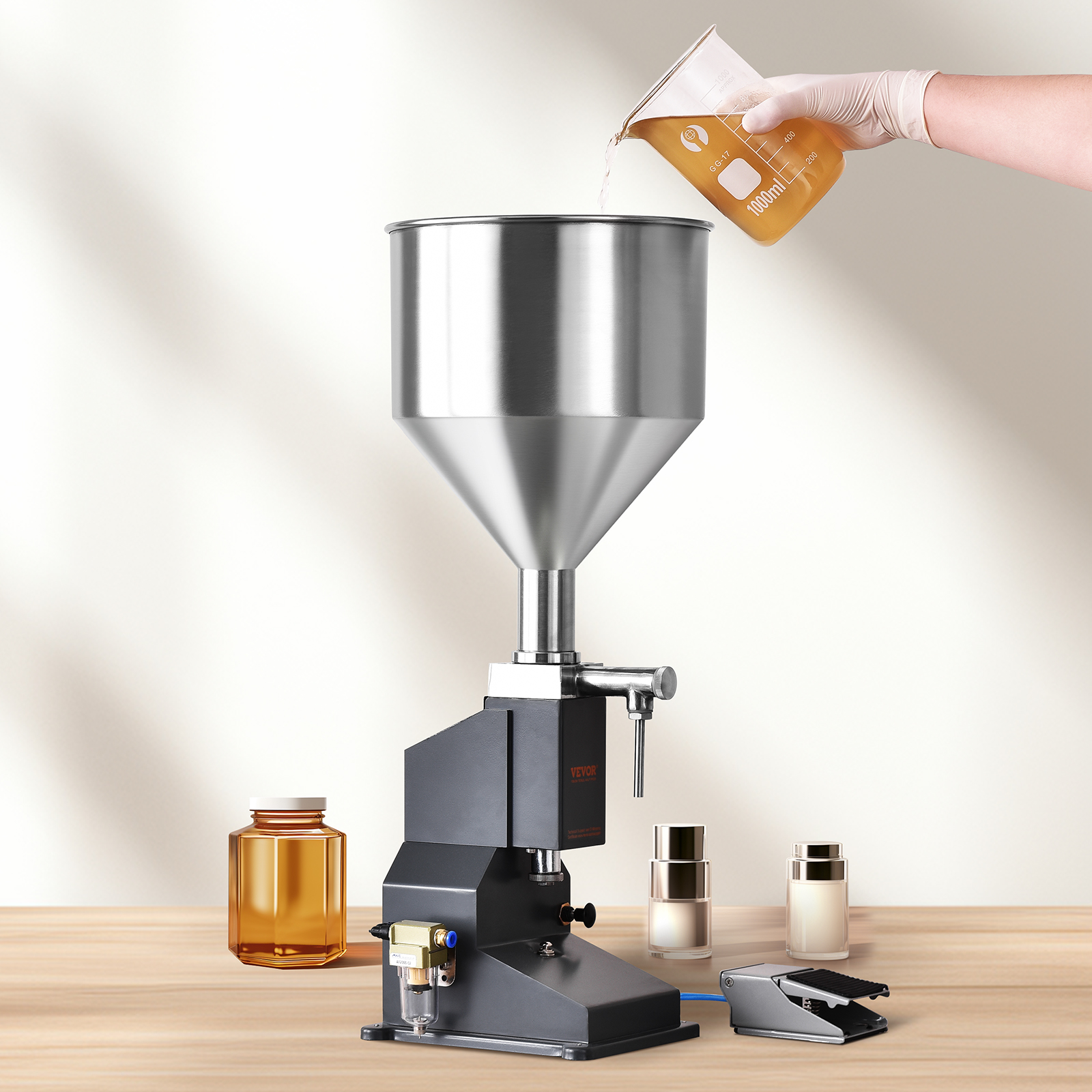 VEVOR Manual/Pneumatic Liquid Filling Machine Oil Paste Bottle Filler 5-50/100ml - Picture 32 of 36